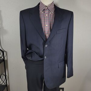 Vitale‎ Barberis Men's Sport Coat Blazer Three Button Navy Blue Wool 100s Sz 44R
